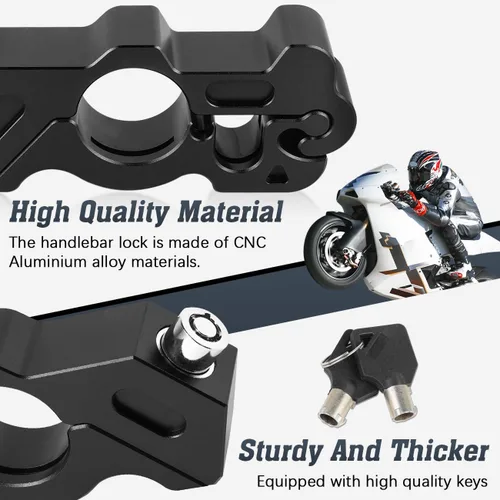 Vista 2 de Bloqueo de palanca de freno antirrobo para manillar de motocicleta, bloqueo de palanca de freno compatible con motos deportivas, motos, Negro