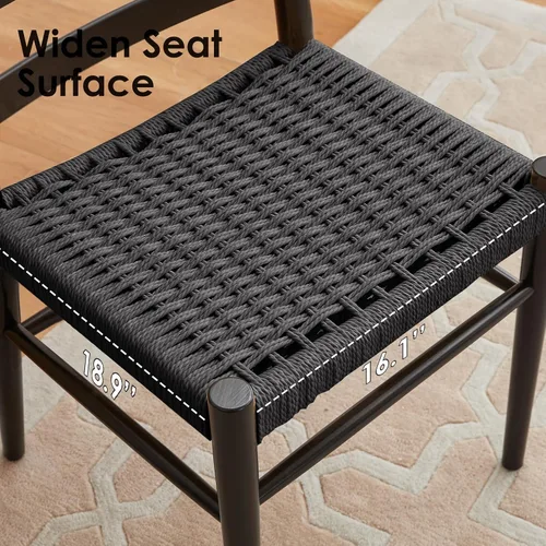 Vista 9 de Stary Sillas de comedor de madera de la rota con el asiento tejido cómodo, totalmente montadas Nogal - Juego de 2