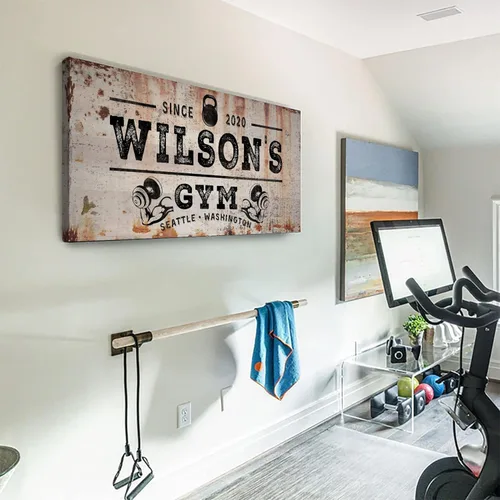 Vista 7 de Tailored Canvases Letrero Personalizado de Gimnasio Arte de Pared Decorativo - Lienzo Motivacional para Gimnasio en Casa, Sala de Entrenamiento