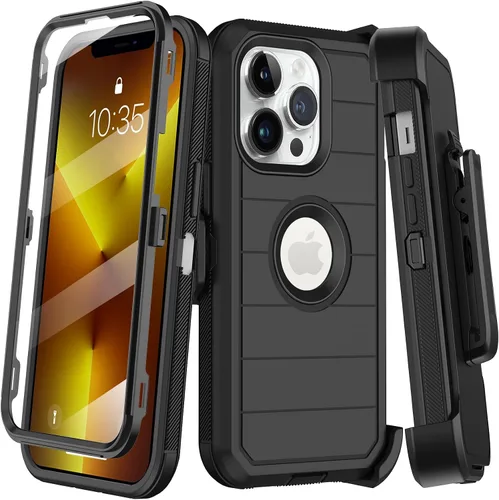 Vista 21 de KECAI Funda para iPhone 13 Mini con Protector de Pantalla Integrado, Funda con Clip para Cinturón, Resistente de Servicio Pesado a Prueba de Golpes