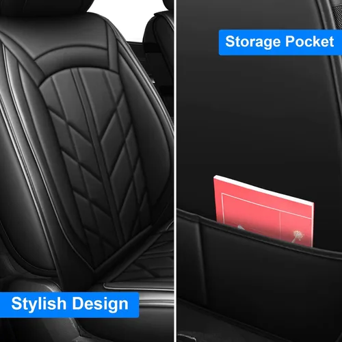 Vista 6 de 5 fundas de asiento de camión para Dodge Ram con banco plano 1500/2500/3500 2009-2023, juego completo de protectores de asiento de cuero Negro