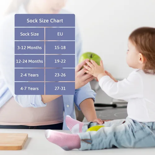 Vista 6 de Sosenfer Calcetines antideslizantes para niños pequeños con pinzas, 5-10 pares de calcetines antideslizantes para bebés de 1 a 7 años, hechos
