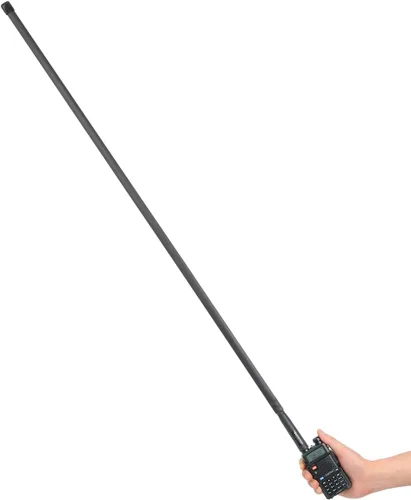 Vista 6 de Abbree SMA - Antena de banda dual hembra VHF/UHF 144/430 MHz antena de látigo suave de alta ganancia para radio bidireccional Baofeng UV-5R UV-82.