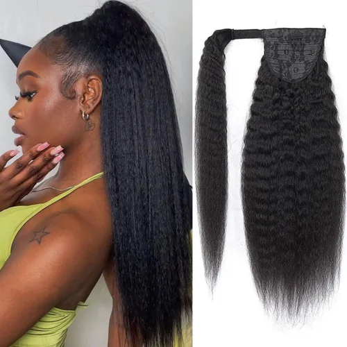 Vista 12 de Extensiones de cabello rizado para cola de caballo, cabello rizado para cola de caballo, extensión de cabello humano virgen brasileño