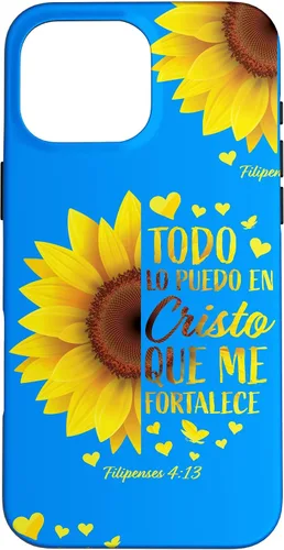 Vista 19 de Cristiano Español Regalo Mujeres Religioso Versículo de la Biblia Girasol Funda para iPhone 17