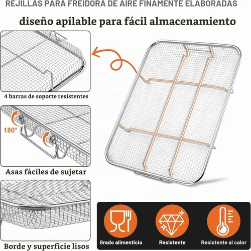 Vista 3 de P&P CHEF Cesta para freidora de aire de 11.8 pulgadas para horno, estante