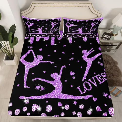 Vista 15 de Erosebridal Sábana bajera ajustable de gimnasia con bolsillo profundo para niñas y niños, tamaño individual, juego de ropa de cama deportiva