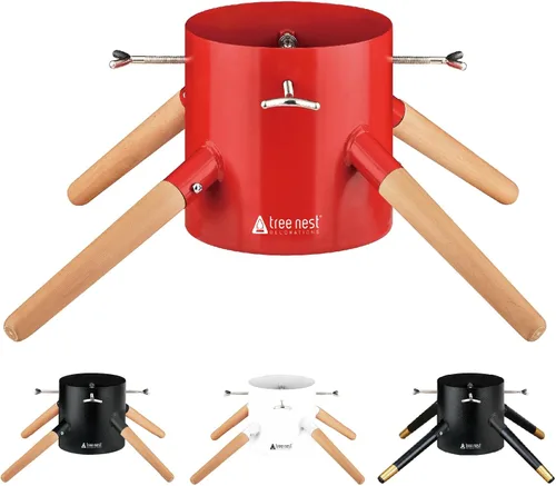 Vista 10 de Tree Nest Base de Soporte para Árbol de Navidad Xmas Soporte Moderno de Metal para Árbol Real de 10 pies Decoración de Árbol Xmas (Familia, Negro)