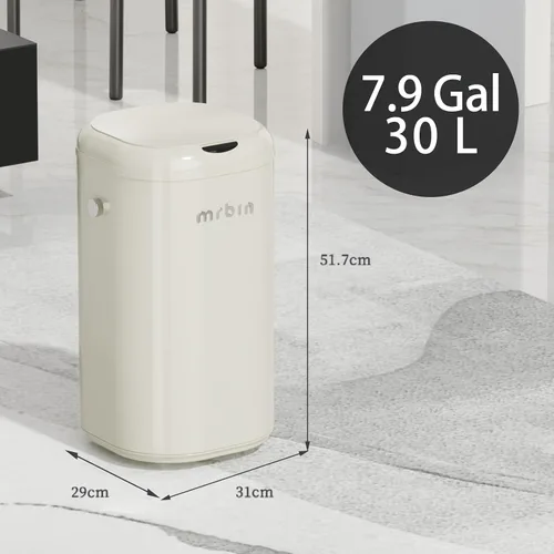 Vista 5 de MRBIN - Basurero de cocina con sensor de movimiento de metal, removible, de 30L / 7.9gal. Cubo de basura con tapa y bolsa absorbente automática