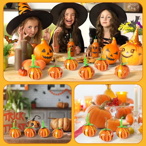 Vista 5 de BeYumi 30 piezas de tira de papel de Acción de Gracias, kit de manualidades de calabaza de gratitud de otoño, manualidades religiosas, decoración