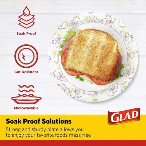 Vista 3 de Glad - Platos de papel desechables cuadrados para todas las ocasiones