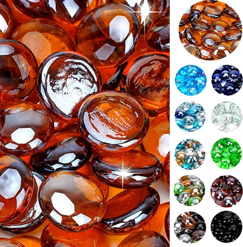 Vista 12 de onlyfire Cuentas de vidrio planas para hoguera de propano, rocas de vidrio reflectantes de 1/2 pulgada, canicas planas de 10 libras para chimenea