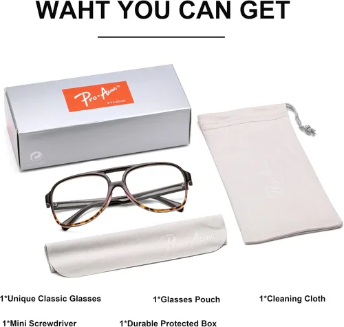 Vista 7 de Pro Acme Lentes de gran tamaño para mujeres y hombres sin receta médica lentes grandes transparentes y clásicos con doble puente