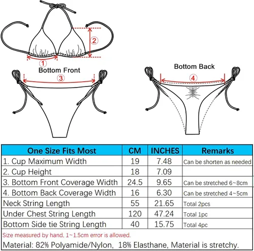 Vista 5 de SHERRYLO Thong Bikini Two Pieces Bathing Suit for Women Triangle Top Brazilian Bottom S-XL Body