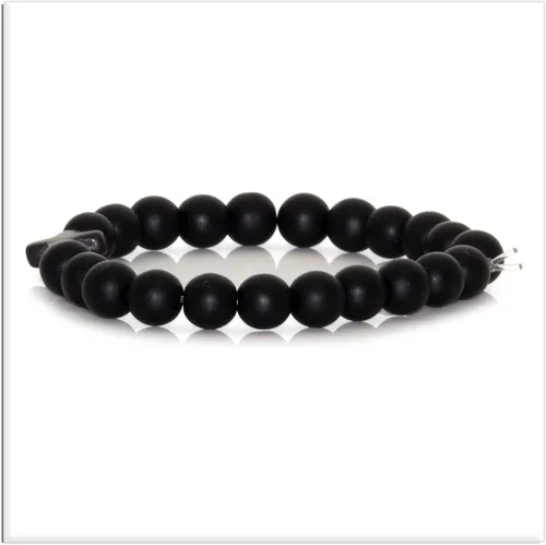 Vista 3 de Xusamss Pulsera de cruz de moda Pulsera elástica de cuentas de ágata mate de 0.315 in