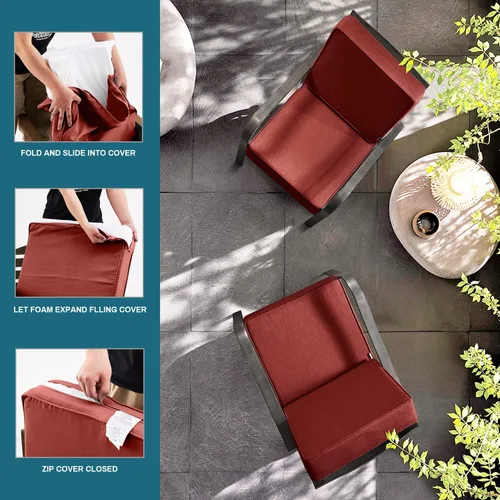 Vista 4 de ARTPLAN Cojines de asiento profundos para muebles de exterior, juego de cojines de asiento gruesos de 24 x 24 x 6 pulgadas, cojines de asiento