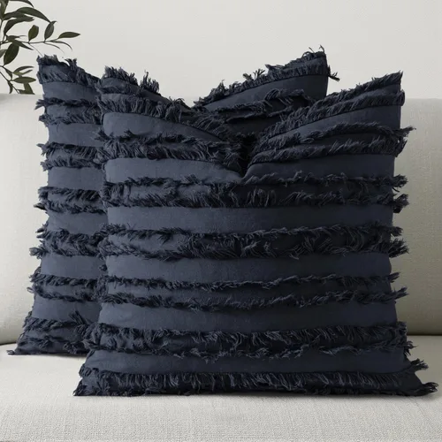 Vista 7 de MIULEE - Juego de 2 fundas de cojín decorativas de lino estilo bohemio, con patrón jacquard a rayas, para sofá, sillón, sala de estar y habitación