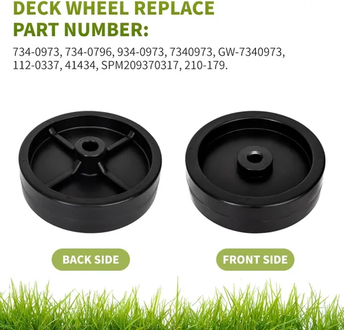 Vista 4 de 734-0973 - Rueda de cubierta compatible con cortacésped Cub Cadet Riding Mower, paquete de 2 ruedas rodillo de cubierta trasera 112-0337