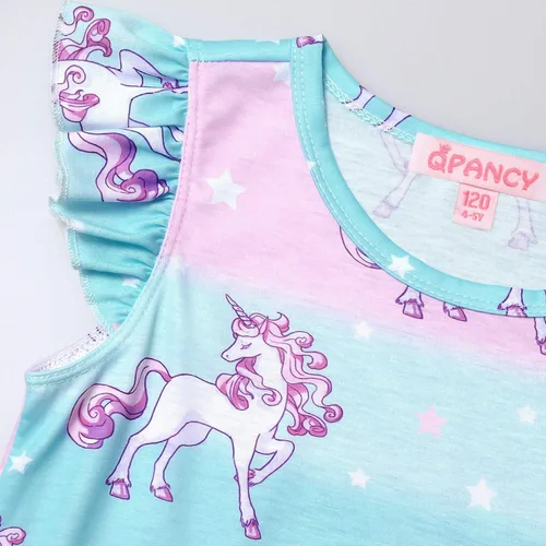 Vista 2 de Camisón de unicornio a juego para niñas y muñecas de 18 pulgadas
