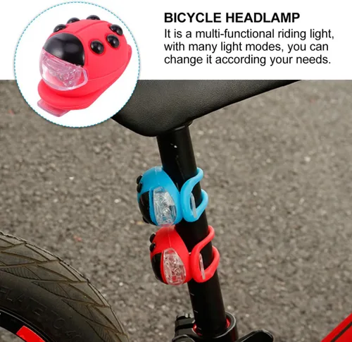 Vista 4 de BESPORTBLE Luz de mariquita para niños, luz delantera y trasera, faros delanteros y traseros de bicicleta, luz LED de silicona, luz trasera