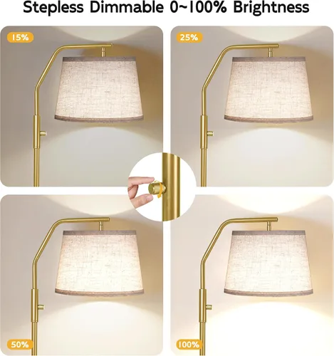 Vista 3 de SUNMORY Lámparas de pie para sala de estar, bombilla de 9W incluida, lámpara para dormitorio con cabezal ajustable, lámpara de pie con interruptor