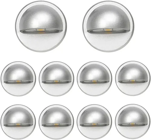Vista 14 de FVTLED juego de luces para escalera, bajo voltaje y resistente al agua IP65 para exteriores con forma de media luna 1-2/5 pulgadas. Luces LED