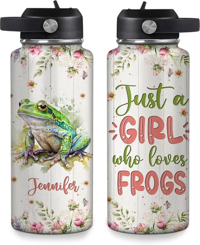 Vista 8 de Hyturtle Botella de agua personalizada con diseño de oso – Botella de acero inoxidable aislada de viaje con tapa a prueba de fugas, 18 onzas, 32