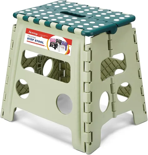 Vista 32 de ACSTEP Taburete plegable de 9 pulgadas, capacidad de 300 libras, taburetes plegables de plástico para niños y adultos, taburete plegable adecuado