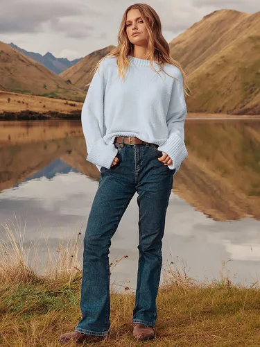 Vista 166 de LOGENE Suéter de gran tamaño para mujer, cuello redondo, manga larga, suave, mullido, suéter de punto 2025 para otoño e invierno