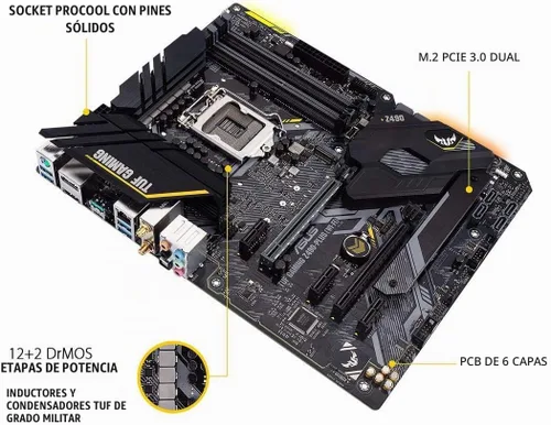 Vista 3 de ASUS TUF Gaming Z490-Plus (WiFi 6), LGA 1200 (Intel 10ª generación) ATX placa base