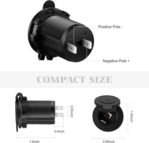 Vista 2 de MXRS - Enchufe para encendedor de cigarrillos de 12 V, para coche, motocicleta, todoterreno, RV, toma de corriente, enchufe impermeable, 3
