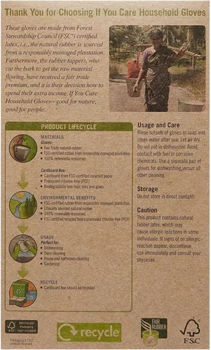 Vista 2 de If You Care - Guantes de látex de algodón con flocado medianos para el hogar – Duraderos, reutilizables, de comercio justo – 1 par