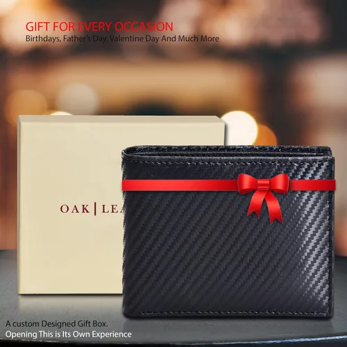Vista 7 de Carteras RFID delgadas para hombres - Cartera de bolsillo frontal de piel genuina