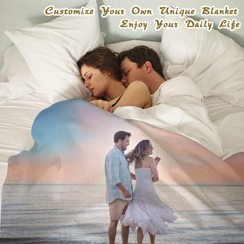 Vista 2 de Manta personalizada con fotos, texto, manta de cama personalizada con imagen, manta de franela personalizada para madres, padres, amantes, Navidad