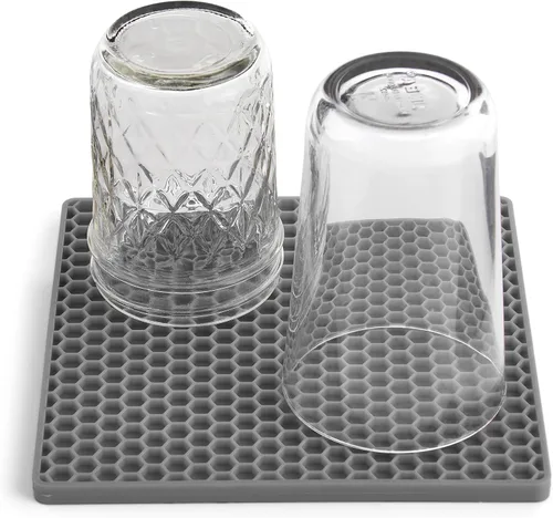Vista 4 de Mrs. Anderson's Baking Salvamanteles de panal de silicona, antiadherente, antiarañazos, antideslizante, resistente al calor, gris