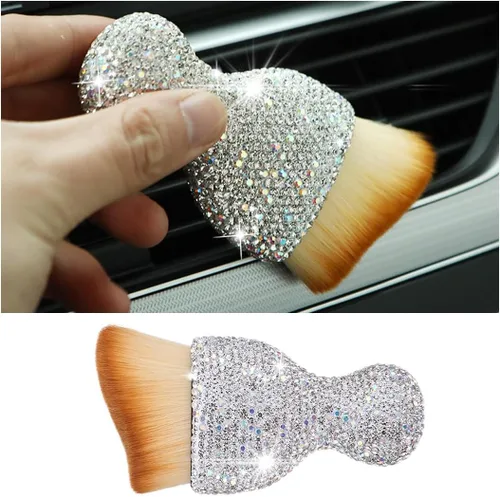 Vista 13 de zipelo Cepillo de polvo para interior de automóvil, cepillo de limpieza para detalles de automóvil con diamante, mango brillante, herramienta