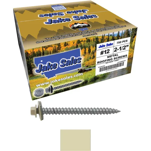 Vista 16 de 12 tornillos para techos de metal gris ABC de 2-1/2 pulgadas, cabezal de arandela hexagonal, arranque automático/roscado, arandela EPDM. 1 bolsa