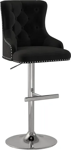 Vista 24 de Juego de 2 taburetes de bar de terciopelo, altura ajustable, base de metal dorado, beige Diseño de cabeza de clavo, función giratoria, ideal