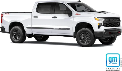 Vista 7 de Chevy Silverado - Calcomanías de cuerpo de cabina doble y cabina doble color negro mate con licencia GM 2019-2026