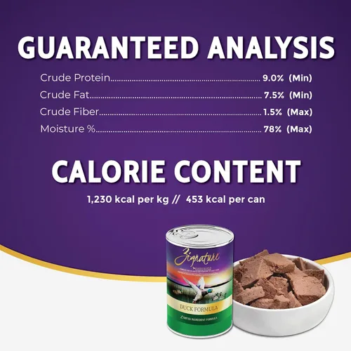 Vista 5 de Zignature Duck Formula - Comida húmeda para perros de 13 onzas, caja de 12
