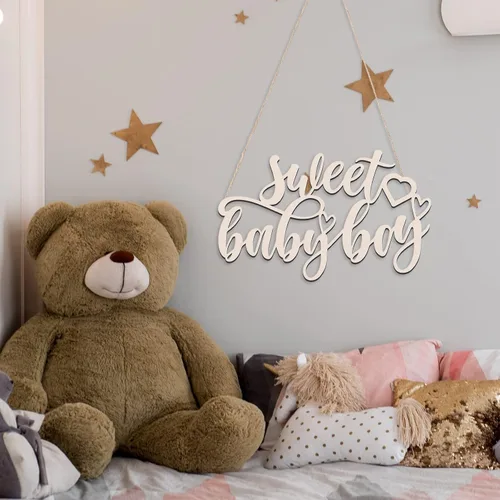 Vista 5 de Tradder Letrero de madera con texto en inglés «Sweet Baby Show» para decoración de baby shower, para recién nacido, revelación de género, fiesta