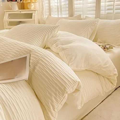 Vista 3 de Bubble Yarn Fabric Soft Skin Friendly Duvet Cover Set Single Double Bedding Set Full Size Breathable Quilt Cover Set with Sheets,Bedding