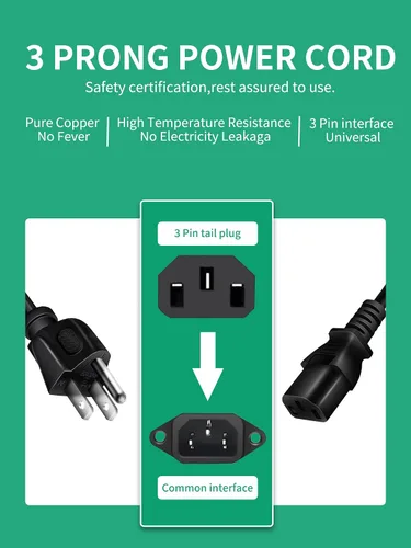 Vista 3 de Cable de alimentación de CA compatible con la máquina de ejercicios de placa de vibración PEXMOR, cable de alimentación universal de 3 clavijas