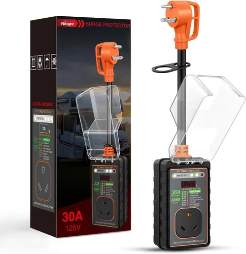 Vista 11 de Nilight Adaptador de corriente protector contra sobretensiones RV de 15 a 30 amperios, monitor de voltaje de 2100 julios, convertidor 5-15P a