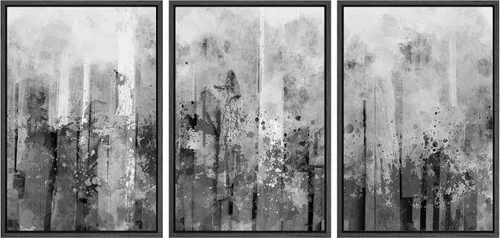 Vista 160 de wall26 Lienzo enmarcado para pared, juego de arte con trazos de pintura roja y naranja vibrante, paisaje, formas abstractas, ilustraciones, arte