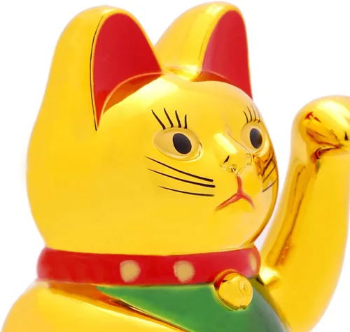 Vista 5 de IBWell Maneki Neko Lucky Cat,Fengshui - Brazo agitador de gato con pilas para dinero de fortuna y buena suerte (5 pulgadas)