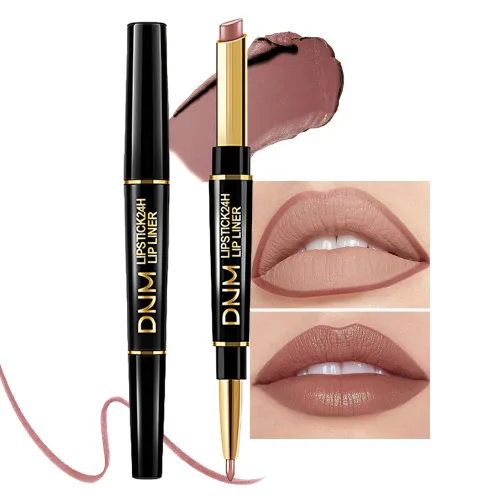 Vista 43 de evpct Juego de 1 lápiz labial y delineador de labios rojo rubí para mujer, kit mate con delineador de labios, manchas de labios duraderas