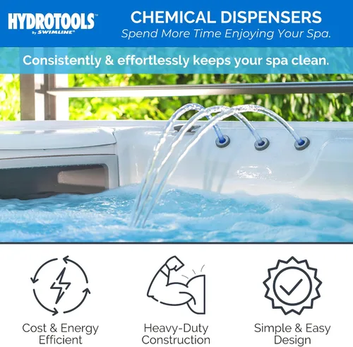 Vista 2 de HYDROTOOLS BY SWIMLINE: Dispensador químico mini para piscina y spa, compatible con bromo y cloro, admite tabletas de 1 pulgada, anillo de control