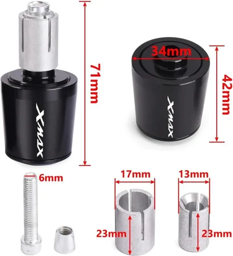 Vista 2 de Motorcycle CNC Aluminum Motorcycle Handlebar End 7/8" 22mm Handle Bar Ends Plugs Caps for XMAX300 XMAX400 Xmax X-MAX 125 250 300 400 Handle end Black