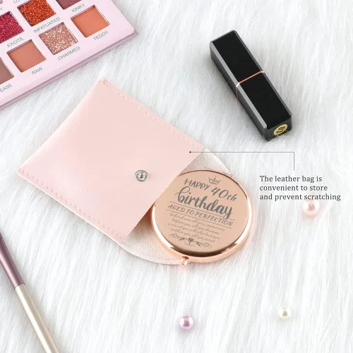 Vista 6 de 40th Birthday Gifts Women Rose Gold Compact Mirror Gifts for Women Birthday Unique 40th Birthday Gift Ideas for Wife Sister Daughter Friend Niece